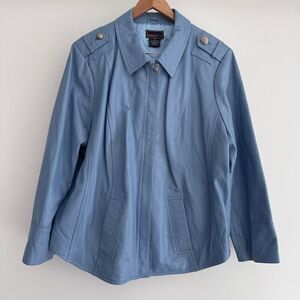 Vintage Leather Jacket Womens 3X Light Blue Moto Edgy Glam Casual Chic Y2K 90s